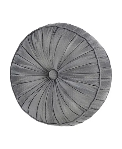 J Queen New York Excelsior Tufted Round Decorative Pillow, 15" Round In Blue