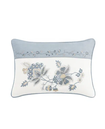 J Queen New York Garden Bloom Boudoir Decorative Pillow, 14" X 20" In Blue