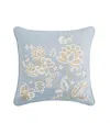 J Queen New York Garden Bloom Square Decorative Pillow, 18" X 18" In Blue