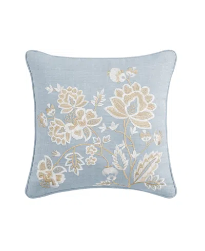 J Queen New York Garden Bloom Square Decorative Pillow, 18" X 18" In Blue