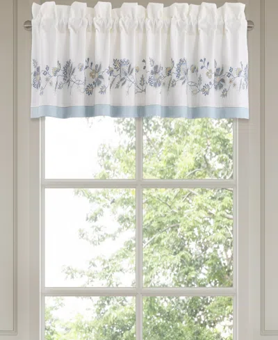 J Queen New York Garden Bloom Window Straight Valance, 21" X 88" In Blue