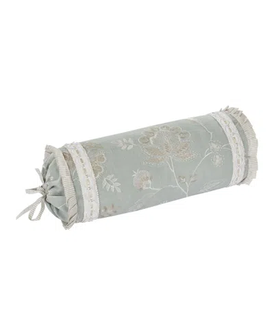 J Queen New York Garden View Neckroll Decorative Pillow, 6" X 26" In Blue