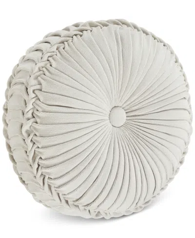 J Queen New York Giovani Tufted Decorative Pillow, 15" Round In Spa