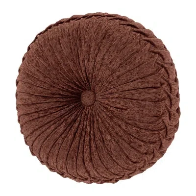 J Queen New York Harvest Moon Tufted Round Decorative Throw Pillow In Burgundy