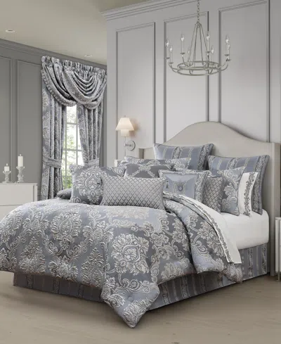 J Queen New York Krista Woven Damask 4-pc. Comforter Set, California King In Blue