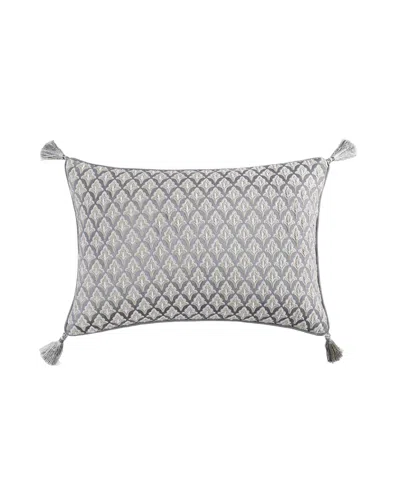 J Queen New York Krista Woven Foulard Boudoir Decorative Pillow, 14" X 21" In Blue