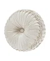 J Queen New York La Boheme Tufted Decorative Pillow, 15" Round In Ivory