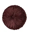 J Queen New York La Boheme Tufted Decorative Pillow, 15" Round In Maroon