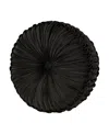 J Queen New York La Boheme Tufted Decorative Pillow, 15" Round In Onyx