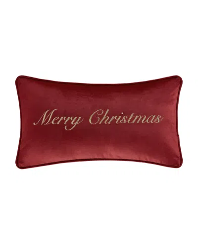 J Queen New York Merry Christmas Boudoir Decorative Pillow, 11" X 20" In Burgundy