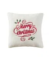 J Queen New York Merry Christmas Holly Pillow Square Decorative Pillow, 20" X 20" In White