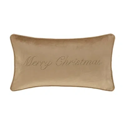 J Queen New York Merry Christmas Pillow Boudoir Embellished Decorative Throw Pillow In Gold