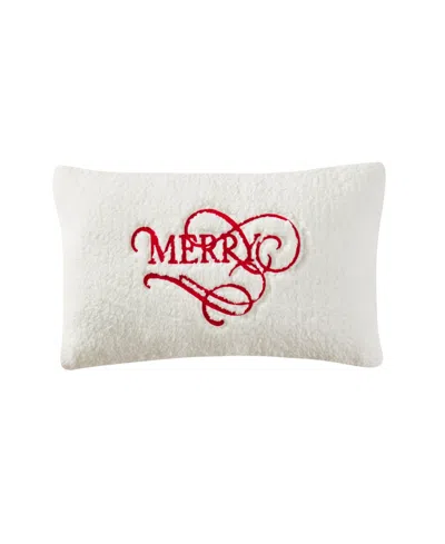 J Queen New York Merry Pillow Boudoir Decorative Pillow, 13" X 21" In White