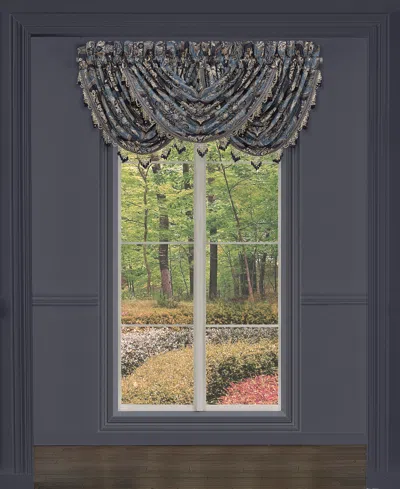 J Queen New York Middlebury Window Waterfall Valance, 33" X 49" In Indigo