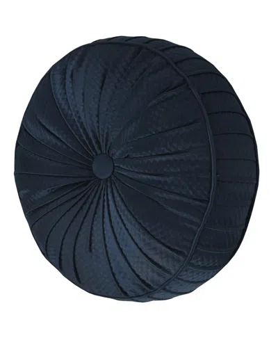 J Queen New York Monte Carlo Tufted Decorative Pillow, 15" Round In Navy