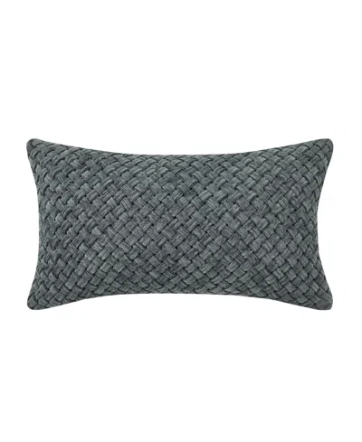J Queen New York Parallel Woven Chenille Boudoir Decorative Pillow, 12" X 21" In Gray