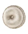 J Queen New York Pecora Tufted Round Decorative Pillow, 15" Round In White