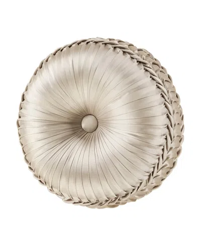 J Queen New York Pecora Tufted Round Decorative Pillow, 15" Round In White