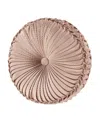 J Queen New York Rosewater Tufted Decorative Pillow, 15" Round In Blush