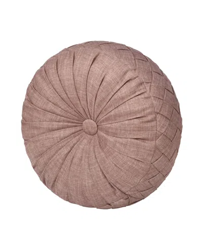 J Queen New York Santa Rosa Tufted Decorative Pillow, 15" Round In Dusty Rose