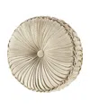 J Queen New York Sezanne Tufted Decorative Pillow, 15" Round In Champagne