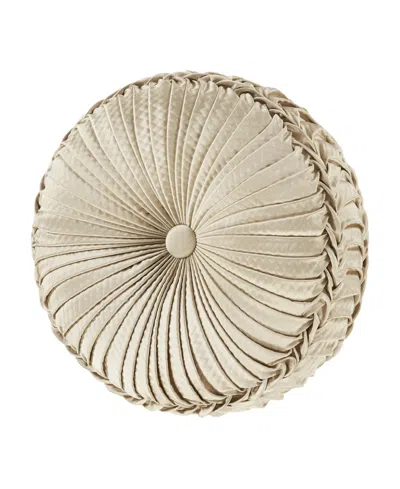 J Queen New York Sezanne Tufted Decorative Pillow, 15" Round In Champagne