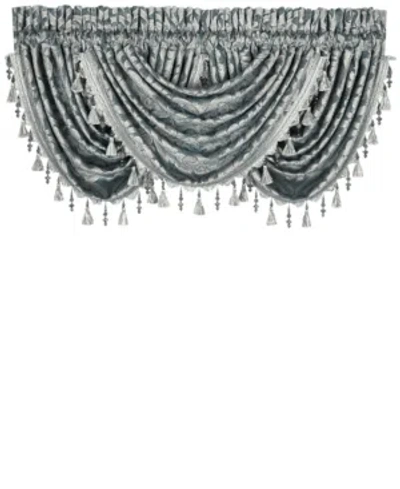 J Queen New York Sicily Waterfall Window Valance, 33" X 49" In Teal