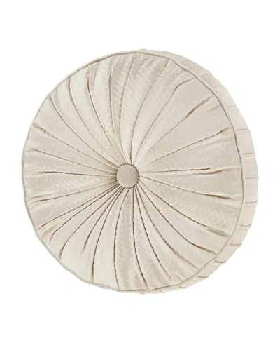J Queen New York Villanova Tufted Decorative Pillow, 15" Round In Alabaster