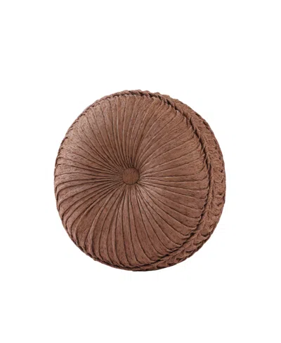 J Queen New York Weston Tufted Round Decorative Pillow, 15" Round In Brown