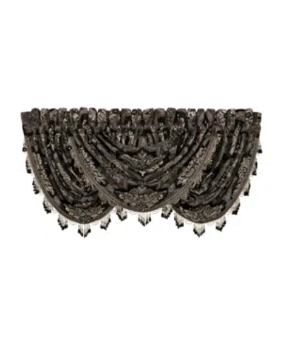J Queen New York Windham Waterfall Window Valance, 49" X 33" In Black