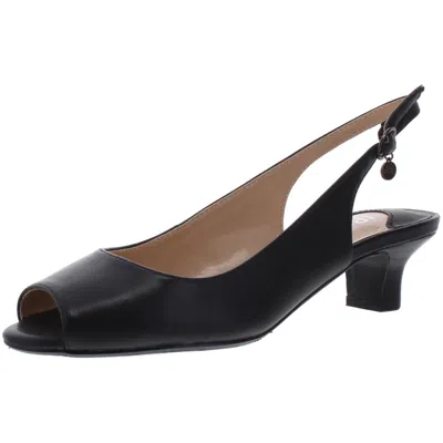 J. RENEÉ ALDENE WOMENS LEATHER KITTEN OPEN-TOE HEELS