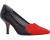 J. Reneé Coopid Pump Women's Us 7.5 Black Red Pointed Toe Stiletto Heel Zpo873 In Black