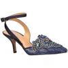 J. Reneé Desdemona Womens Satin Embellished Slingback Heels In Blue