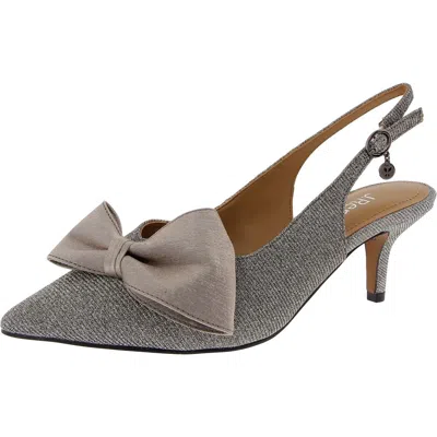 J. Reneé Devika Womens Bow Patent Slingback Heels In Silver
