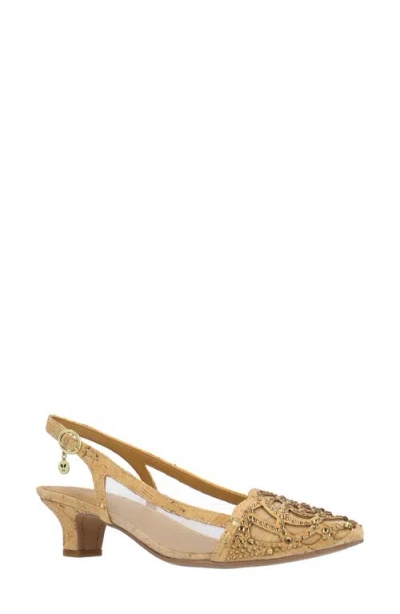 J. Reneé Elsinora Mesh Embellished Slingback Pump In Gold