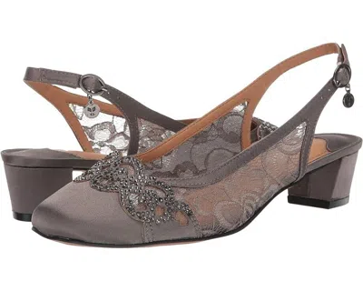 J. Reneé Faleece Pumps Women 10.5 Gray Rhinestone Block Heel Slingback Zpo2053 In Grey