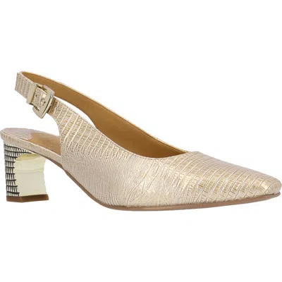 J. Reneé Hadyn Lizard Embossed Slingback Pump In Gold