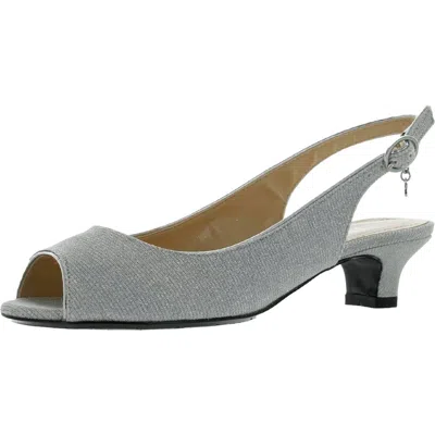 J. Reneé Jenvey Womens Metallic Slingback Kitten Heels In Silver