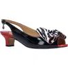 J. Reneé Lirian Slingback Peep Toe Sandal In Black/red/white