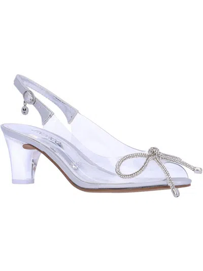 J. Reneé Menaka Womens Metallic Peep-toe Slingback Heels In Clear/silver
