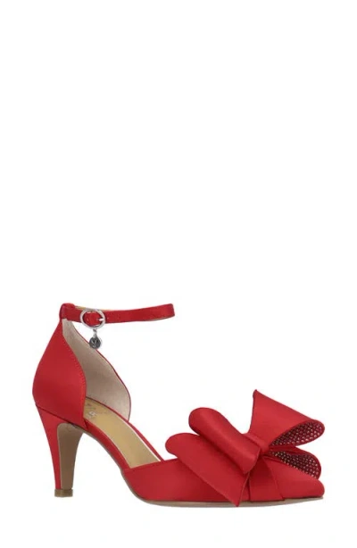 J. Reneé Pammie Ankle Strap Bow Pump In Red
