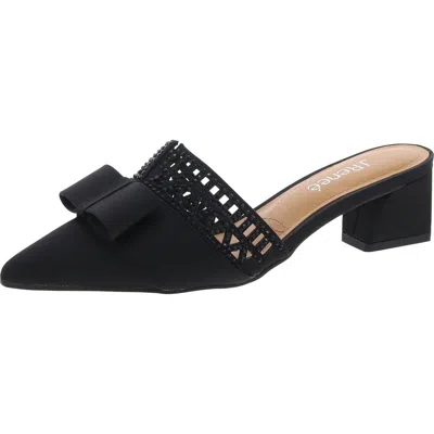J. Reneé Randa Bow Womens Slip On Block Heel Mules In Black Satin