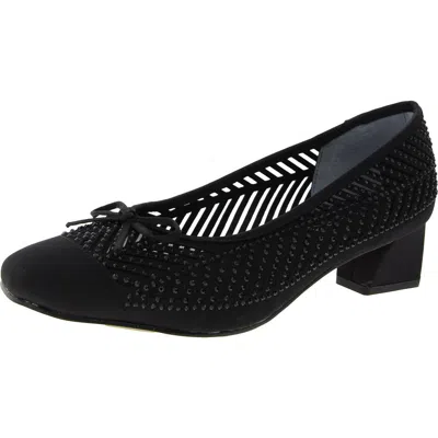 J. Reneé Saila Womens Rhinestone Mesh Loafer Heels In Black