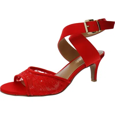 J. Reneé Soncino Womens Lace Strappy Heel Sandals In Red