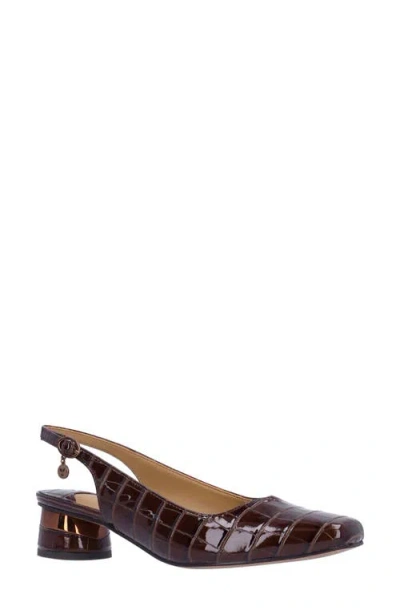 J. Reneé Taveta Croc Embossed Slingback Pump In Brown