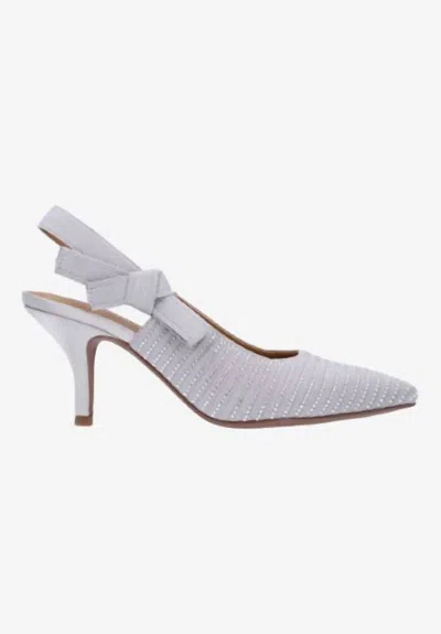 J. Reneé Women's Adilene Sling Back Pumps In Steel Gray Fabric/rhinestones In Multi