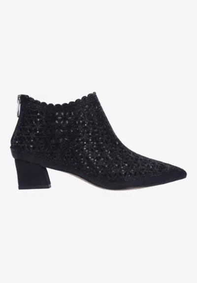 J. Reneé Women's Jacinta Booties In Black Satin/stones In Blue
