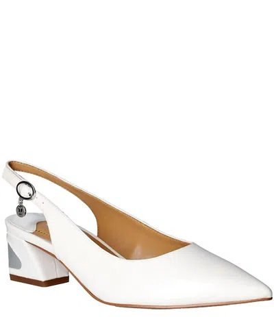 J. RENEÉ WOMEN'S SHAYANNE SLINGBACK PUMPS IN WHITE PEARL PATENT