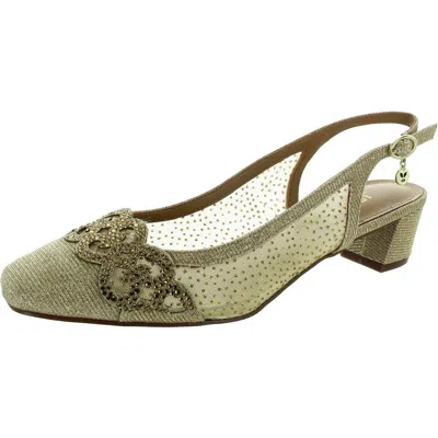 J. Reneé Womens Embellished Mesh Slingback Sandals In Gold