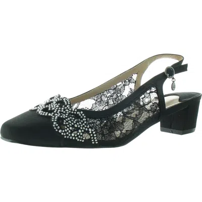 J. Reneé Womens Embellished Satin Slingback Heels In Black